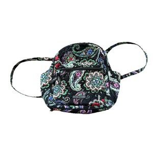 Vera Bradley Kiev Paisley Black Small Backpack Student‎ Bag Heritage Preppy